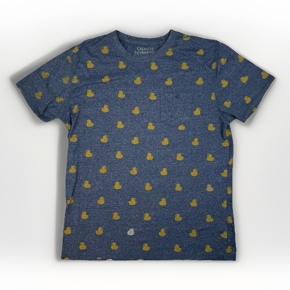 Rubber Duck Graphic Tee Quirky Novelty All Over Print Blue XL